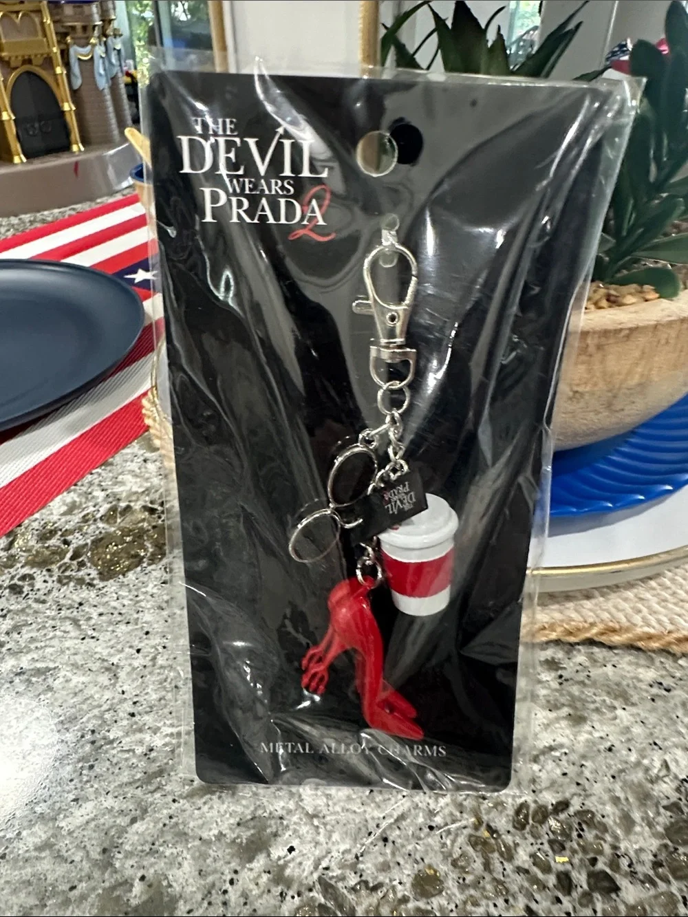 NEW The Devil Wears Prada Red High Heel & Coffee Cup Keychain
